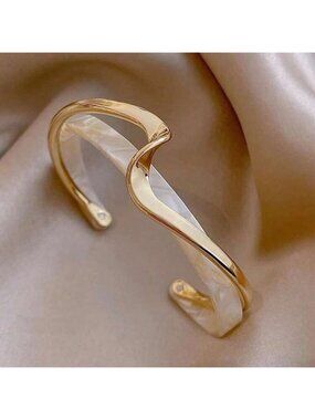 New Gold and Pearl Twist Cuff Bracelet